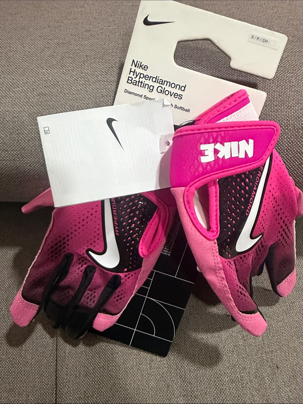 Nike Kids Hyperdiamond Batting Gloves in Hot Pink and Black